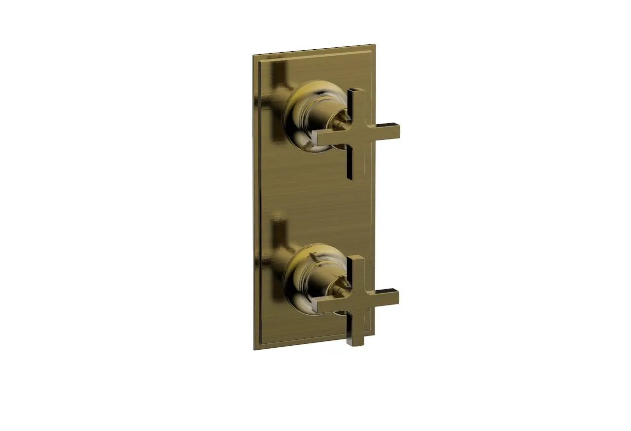 Phylrich HEX MODERN Cross Handle Pair Trim Set for Thermostatic Control with Volume Control or Diverter by Phylrich