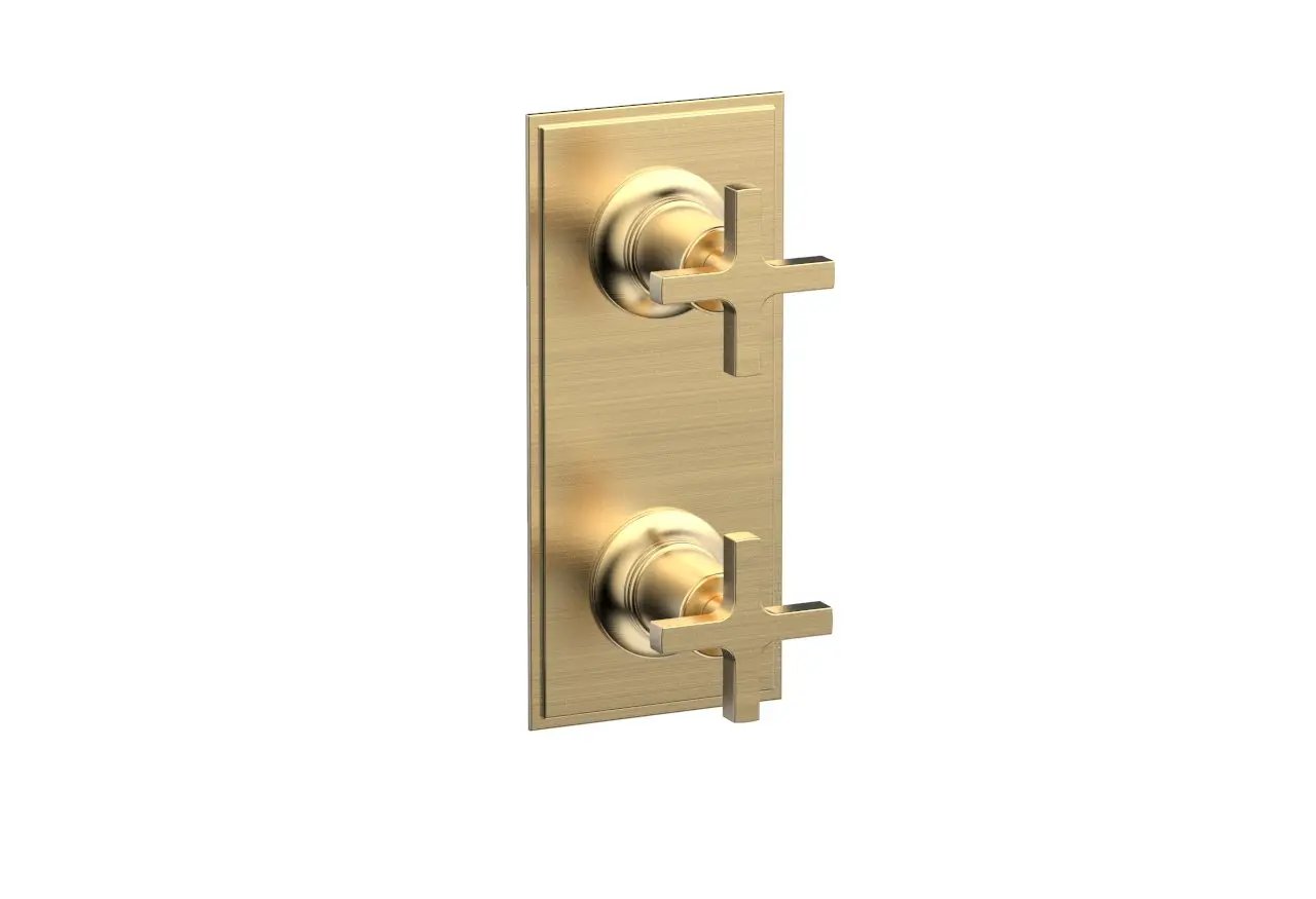 Phylrich HEX MODERN Cross Handle Pair Trim Set for Thermostatic Control with Volume Control or Diverter by Phylrich