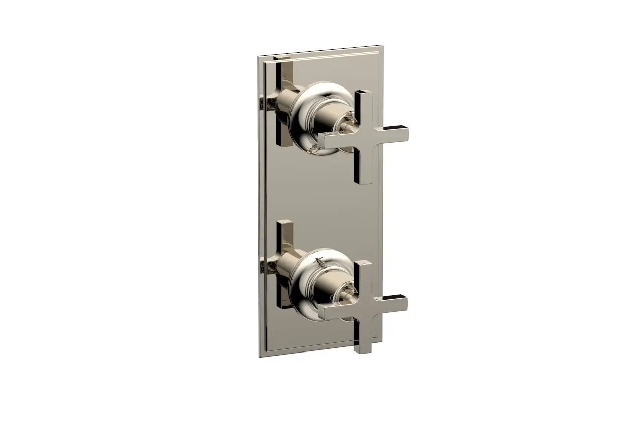 Phylrich HEX MODERN Cross Handle Pair Trim Set for Thermostatic Control with Volume Control or Diverter by Phylrich