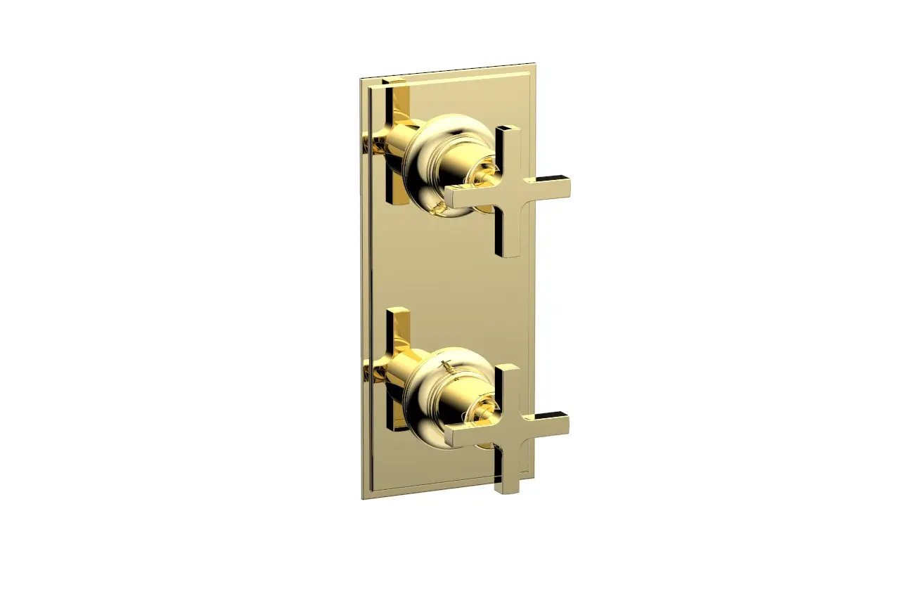 Phylrich HEX MODERN Cross Handle Pair Trim Set for Thermostatic Control with Volume Control or Diverter by Phylrich