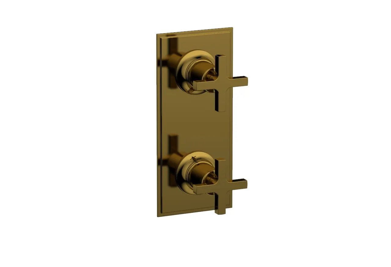 Phylrich HEX MODERN Cross Handle Pair Trim Set for Thermostatic Control with Volume Control or Diverter by Phylrich