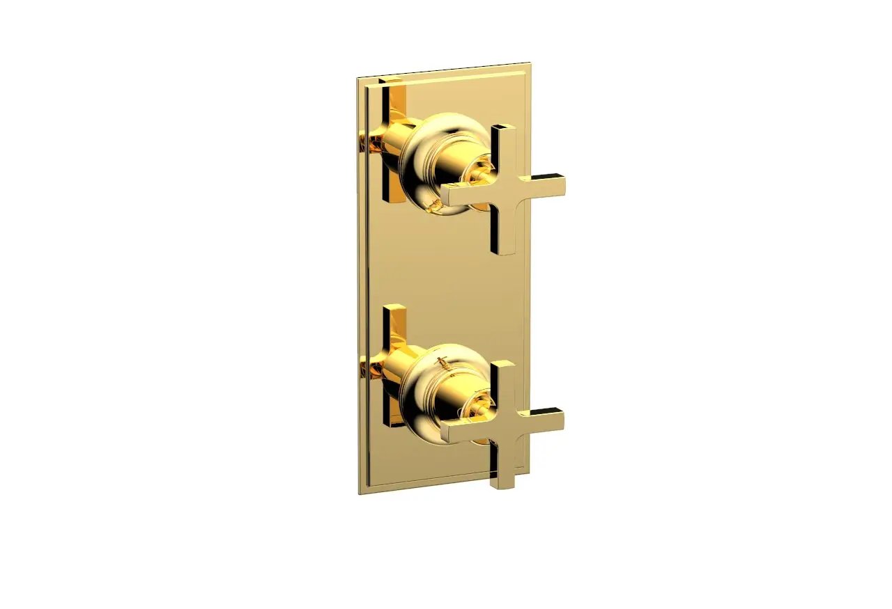 Phylrich HEX MODERN Cross Handle Pair Trim Set for Thermostatic Control with Volume Control or Diverter by Phylrich