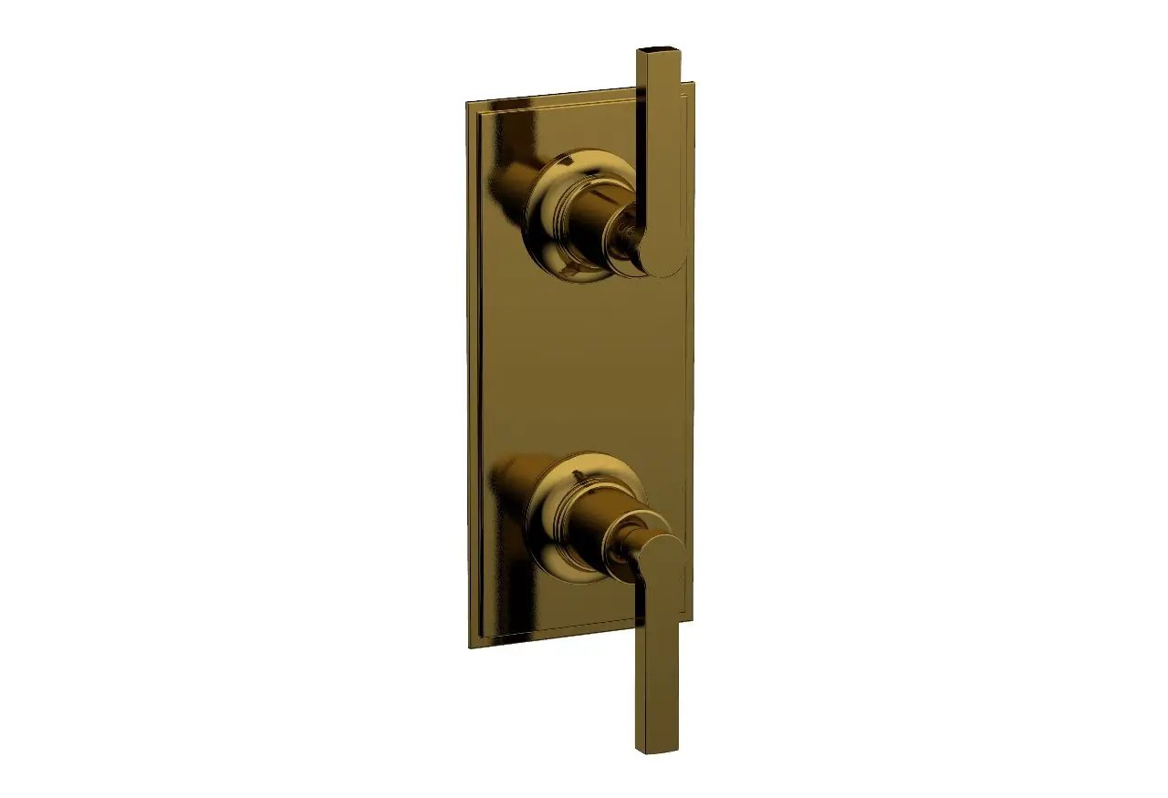 Phylrich HEX MODERN Lever Handle Pair Trim Set for Thermostatic Control with Volume Control or Diverter by Phylrich