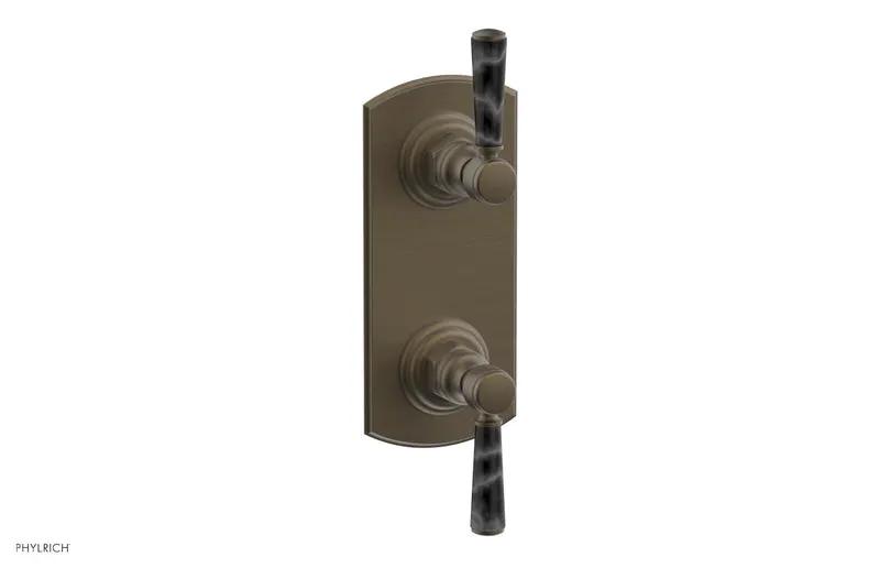 Phylrich HEX TRADITIONAL / HENRI 1/2" Thermostatic Valve with Volume Control or Diverter - Black Marble Handles by Phylrich