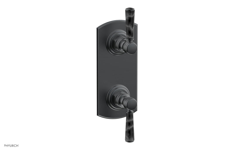 Phylrich HEX TRADITIONAL / HENRI 1/2" Thermostatic Valve with Volume Control or Diverter - Black Marble Handles
