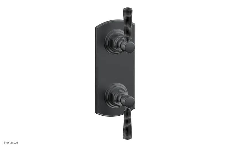 Phylrich HEX TRADITIONAL / HENRI 1/2" Thermostatic Valve with Volume Control or Diverter - Black Marble Handles by Phylrich
