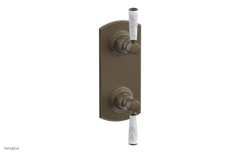 Phylrich HEX TRADITIONAL / HENRI 1/2" Thermostatic Valve with Volume Control or Diverter - White Marble Handles