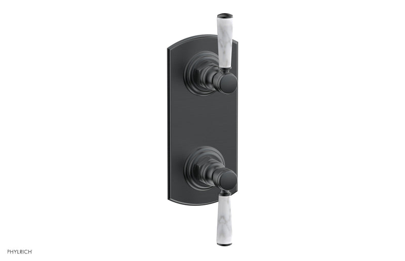 Phylrich HEX TRADITIONAL / HENRI 1/2" Thermostatic Valve with Volume Control or Diverter - White Marble Handles