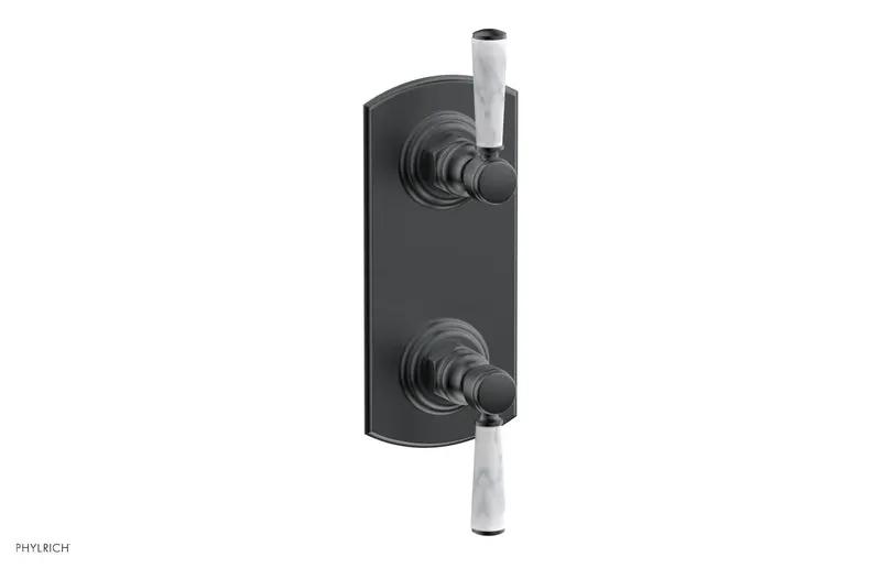 Phylrich HEX TRADITIONAL / HENRI 1/2" Thermostatic Valve with Volume Control or Diverter - White Marble Handles by Phylrich