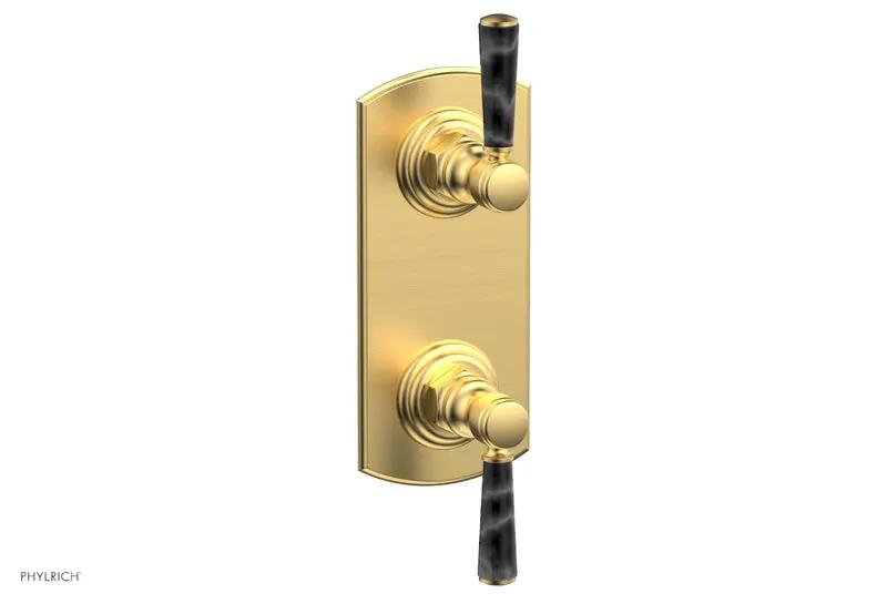 Phylrich HEX TRADITIONAL / HENRI 1/2" Thermostatic Valve with Volume Control or Diverter - Black Marble Handles by Phylrich