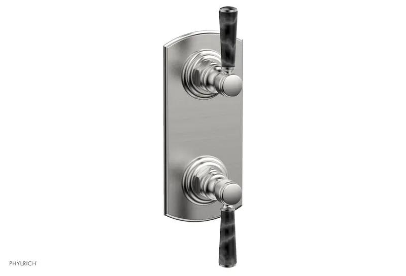 Phylrich HEX TRADITIONAL / HENRI 1/2" Thermostatic Valve with Volume Control or Diverter - Black Marble Handles by Phylrich