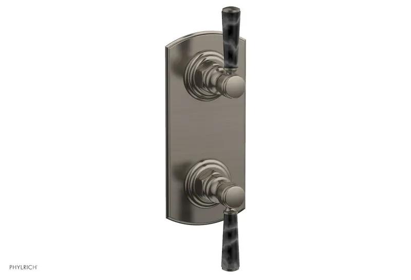 Phylrich HEX TRADITIONAL / HENRI 1/2" Thermostatic Valve with Volume Control or Diverter - Black Marble Handles by Phylrich