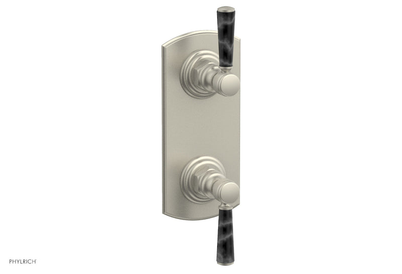 Phylrich HEX TRADITIONAL / HENRI 1/2" Thermostatic Valve with Volume Control or Diverter - Black Marble Handles by Phylrich