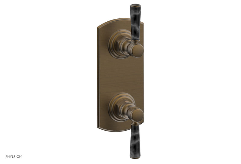 Phylrich HEX TRADITIONAL / HENRI 1/2" Thermostatic Valve with Volume Control or Diverter - Black Marble Handles by Phylrich