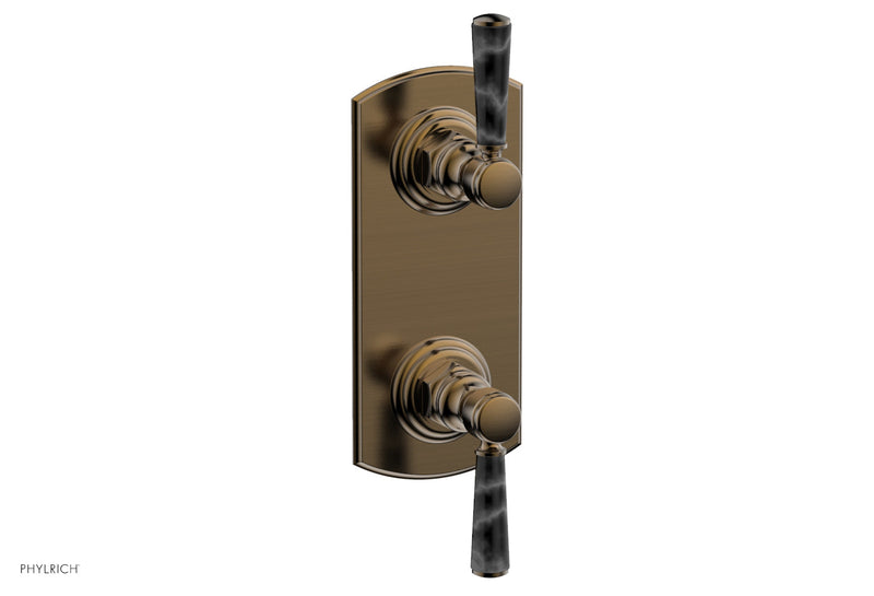 Phylrich HEX TRADITIONAL / HENRI 1/2" Thermostatic Valve with Volume Control or Diverter - Black Marble Handles