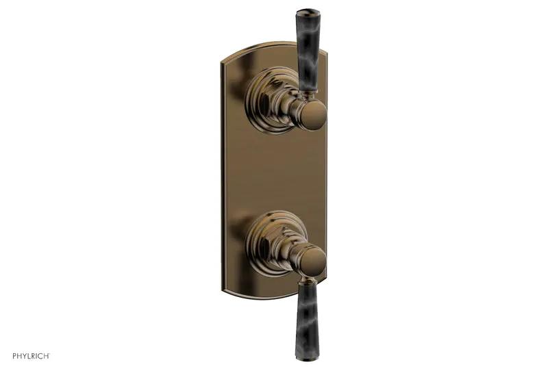 Phylrich HEX TRADITIONAL / HENRI 1/2" Thermostatic Valve with Volume Control or Diverter - Black Marble Handles by Phylrich