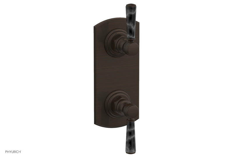 Phylrich HEX TRADITIONAL / HENRI 1/2" Thermostatic Valve with Volume Control or Diverter - Black Marble Handles by Phylrich
