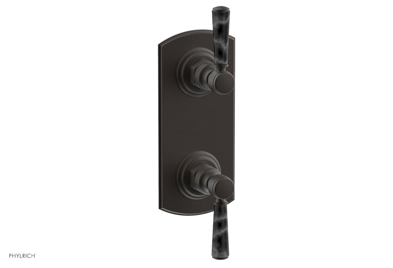 Phylrich HEX TRADITIONAL / HENRI 1/2" Thermostatic Valve with Volume Control or Diverter - Black Marble Handles