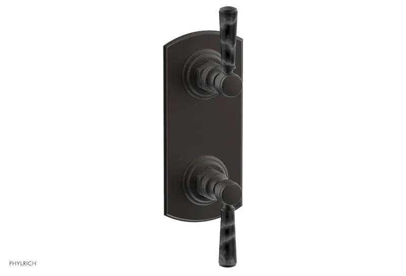 Phylrich HEX TRADITIONAL / HENRI 1/2" Thermostatic Valve with Volume Control or Diverter - Black Marble Handles by Phylrich