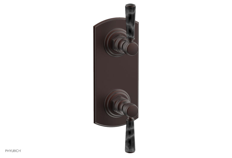 Phylrich HEX TRADITIONAL / HENRI 1/2" Thermostatic Valve with Volume Control or Diverter - Black Marble Handles