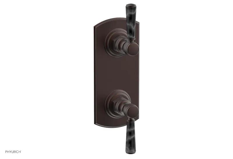 Phylrich HEX TRADITIONAL / HENRI 1/2" Thermostatic Valve with Volume Control or Diverter - Black Marble Handles by Phylrich