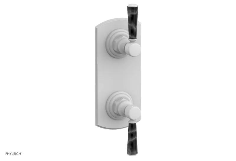 Phylrich HEX TRADITIONAL / HENRI 1/2" Thermostatic Valve with Volume Control or Diverter - Black Marble Handles by Phylrich