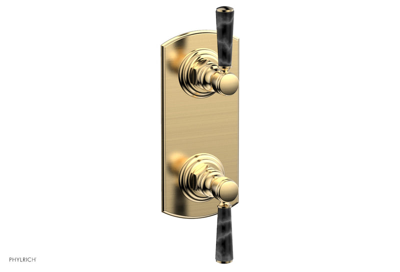 Phylrich HEX TRADITIONAL / HENRI 1/2" Thermostatic Valve with Volume Control or Diverter - Black Marble Handles by Phylrich