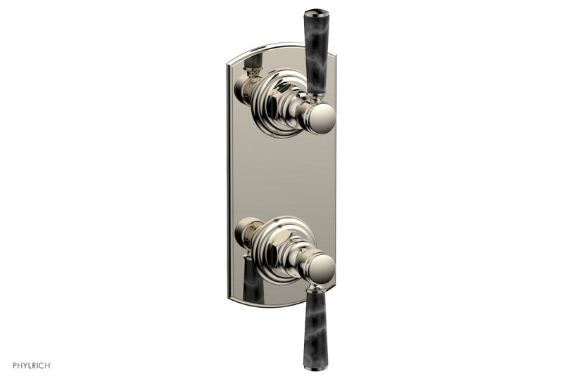 Phylrich HEX TRADITIONAL / HENRI 1/2" Thermostatic Valve with Volume Control or Diverter - Black Marble Handles