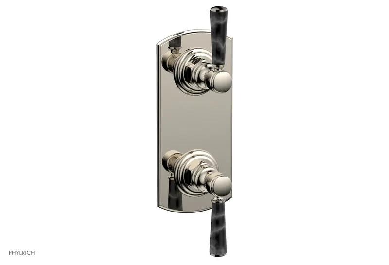 Phylrich HEX TRADITIONAL / HENRI 1/2" Thermostatic Valve with Volume Control or Diverter - Black Marble Handles by Phylrich