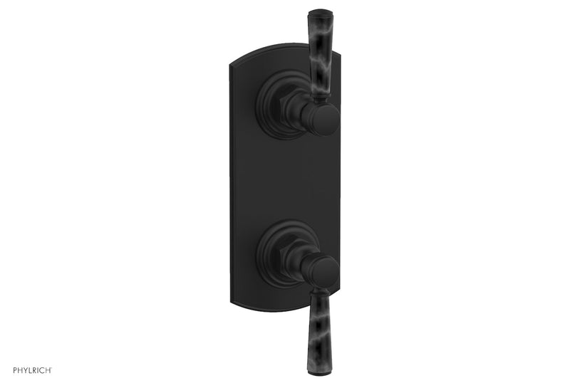 Phylrich HEX TRADITIONAL / HENRI 1/2" Thermostatic Valve with Volume Control or Diverter - Black Marble Handles