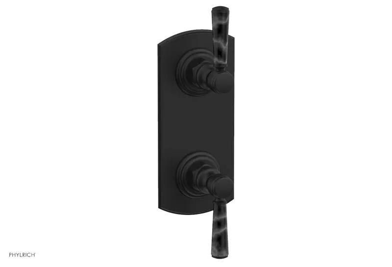 Phylrich HEX TRADITIONAL / HENRI 1/2" Thermostatic Valve with Volume Control or Diverter - Black Marble Handles by Phylrich