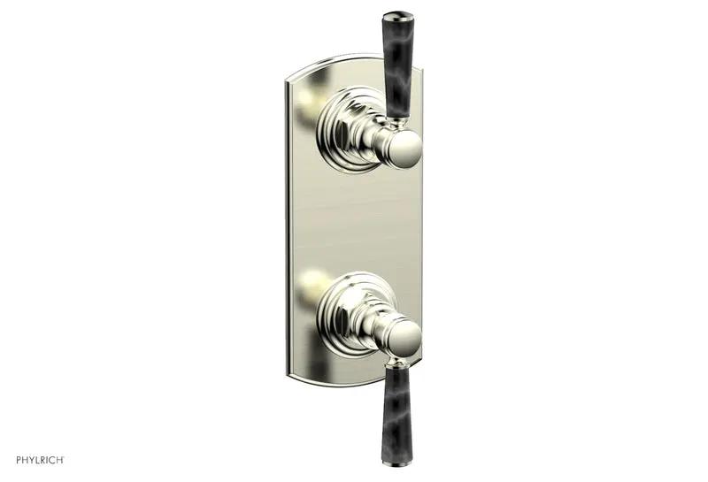 Phylrich HEX TRADITIONAL / HENRI 1/2" Thermostatic Valve with Volume Control or Diverter - Black Marble Handles by Phylrich