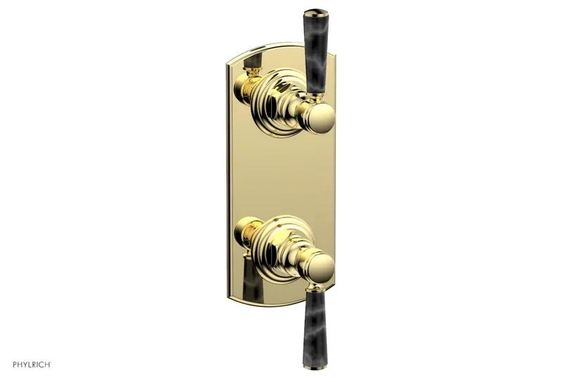 Phylrich HEX TRADITIONAL / HENRI 1/2" Thermostatic Valve with Volume Control or Diverter - Black Marble Handles by Phylrich