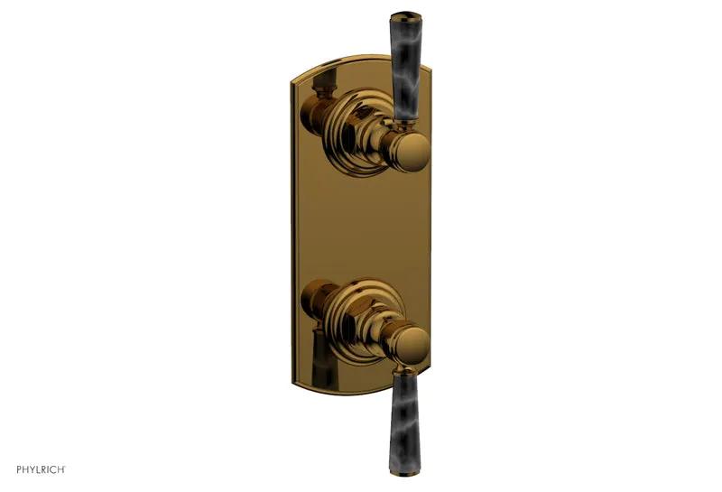 Phylrich HEX TRADITIONAL / HENRI 1/2" Thermostatic Valve with Volume Control or Diverter - Black Marble Handles by Phylrich
