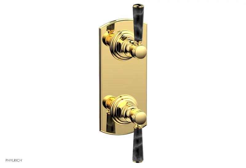 Phylrich HEX TRADITIONAL / HENRI 1/2" Thermostatic Valve with Volume Control or Diverter - Black Marble Handles by Phylrich