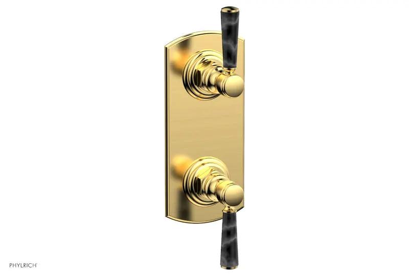 Phylrich HEX TRADITIONAL / HENRI 1/2" Thermostatic Valve with Volume Control or Diverter - Black Marble Handles by Phylrich
