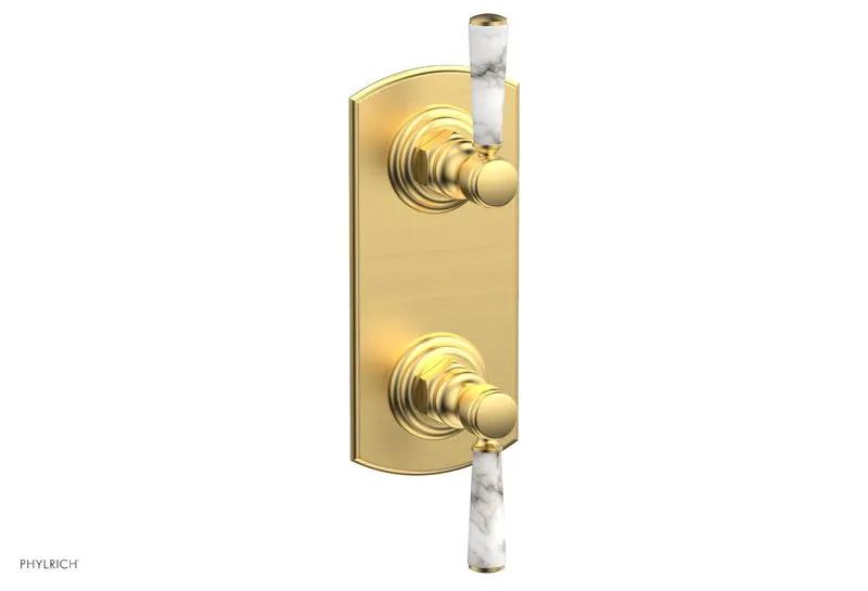Phylrich HEX TRADITIONAL / HENRI 1/2" Thermostatic Valve with Volume Control or Diverter - White Marble Handles by Phylrich