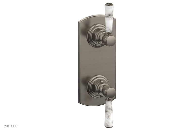 Phylrich HEX TRADITIONAL / HENRI 1/2" Thermostatic Valve with Volume Control or Diverter - White Marble Handles by Phylrich