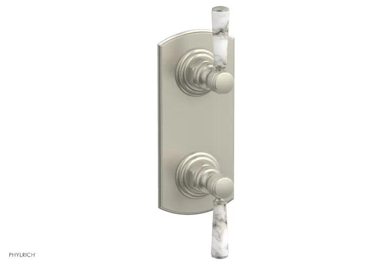 Phylrich HEX TRADITIONAL / HENRI 1/2" Thermostatic Valve with Volume Control or Diverter - White Marble Handles by Phylrich