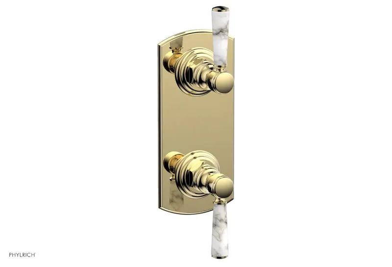 Phylrich HEX TRADITIONAL / HENRI 1/2" Thermostatic Valve with Volume Control or Diverter - White Marble Handles by Phylrich