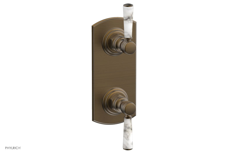 Phylrich HEX TRADITIONAL / HENRI 1/2" Thermostatic Valve with Volume Control or Diverter - White Marble Handles