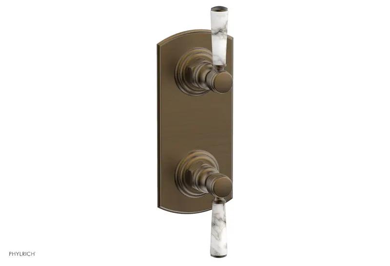 Phylrich HEX TRADITIONAL / HENRI 1/2" Thermostatic Valve with Volume Control or Diverter - White Marble Handles by Phylrich