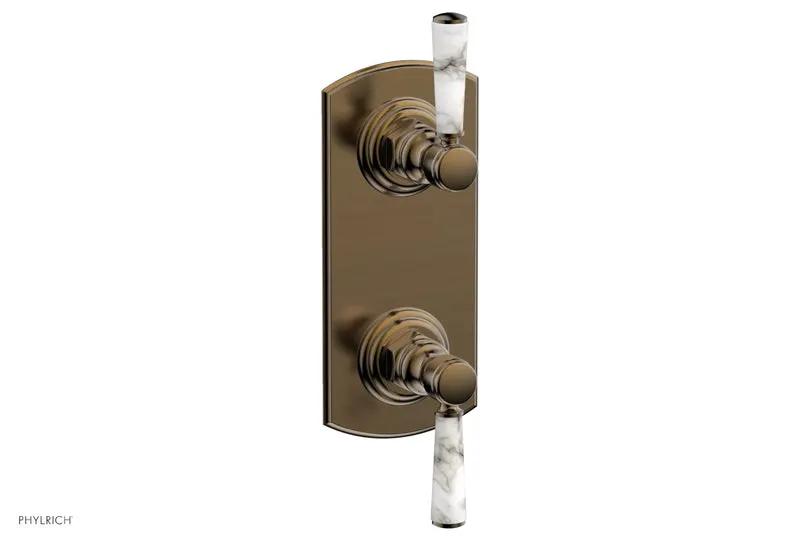 Phylrich HEX TRADITIONAL / HENRI 1/2" Thermostatic Valve with Volume Control or Diverter - White Marble Handles by Phylrich