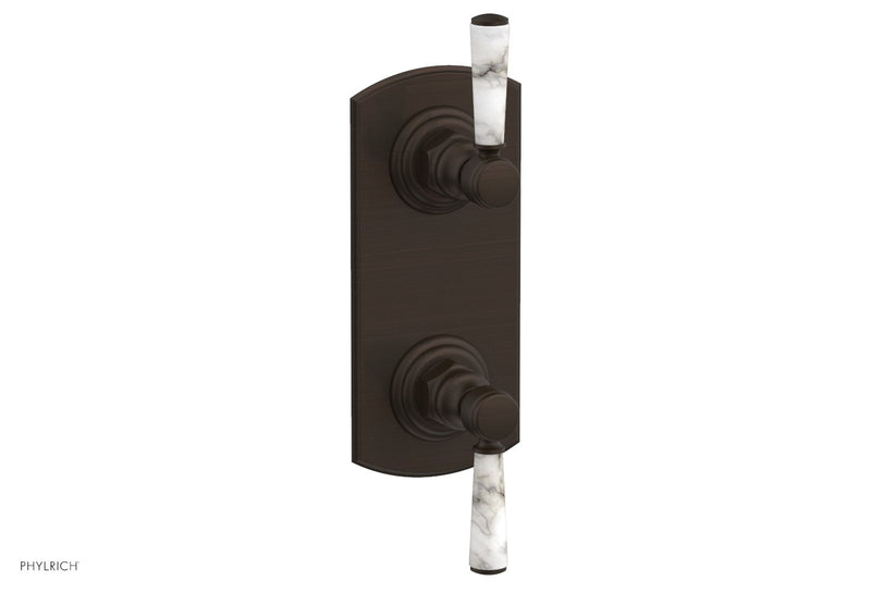 Phylrich HEX TRADITIONAL / HENRI 1/2" Thermostatic Valve with Volume Control or Diverter - White Marble Handles