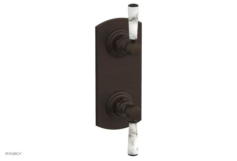 Phylrich HEX TRADITIONAL / HENRI 1/2" Thermostatic Valve with Volume Control or Diverter - White Marble Handles by Phylrich