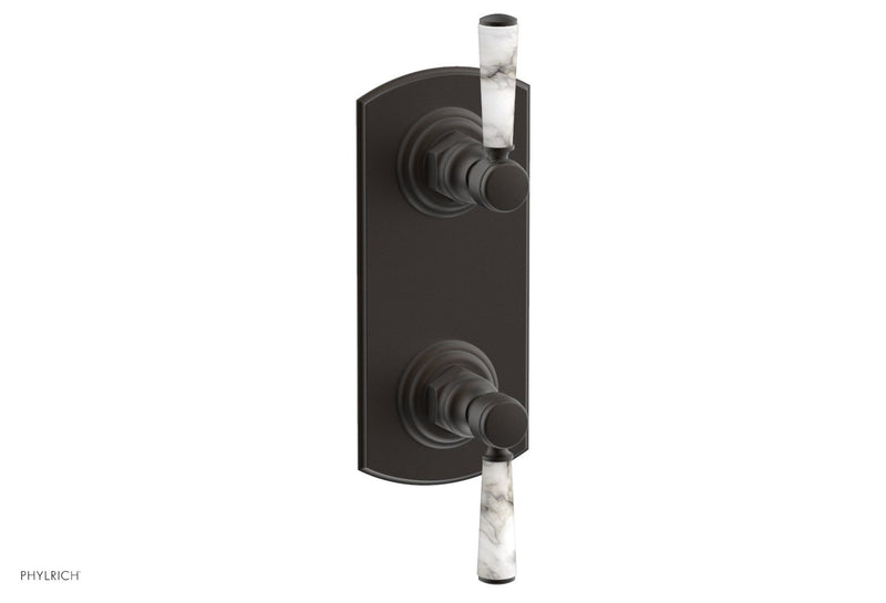 Phylrich HEX TRADITIONAL / HENRI 1/2" Thermostatic Valve with Volume Control or Diverter - White Marble Handles
