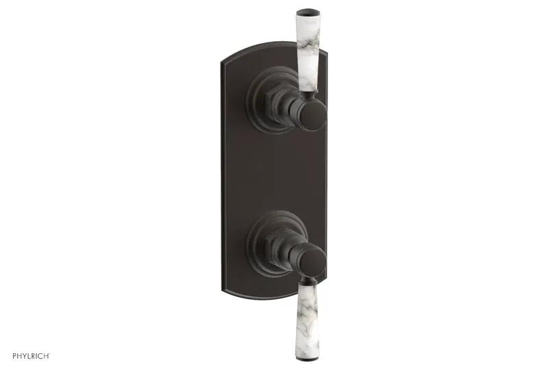 Phylrich HEX TRADITIONAL / HENRI 1/2" Thermostatic Valve with Volume Control or Diverter - White Marble Handles by Phylrich
