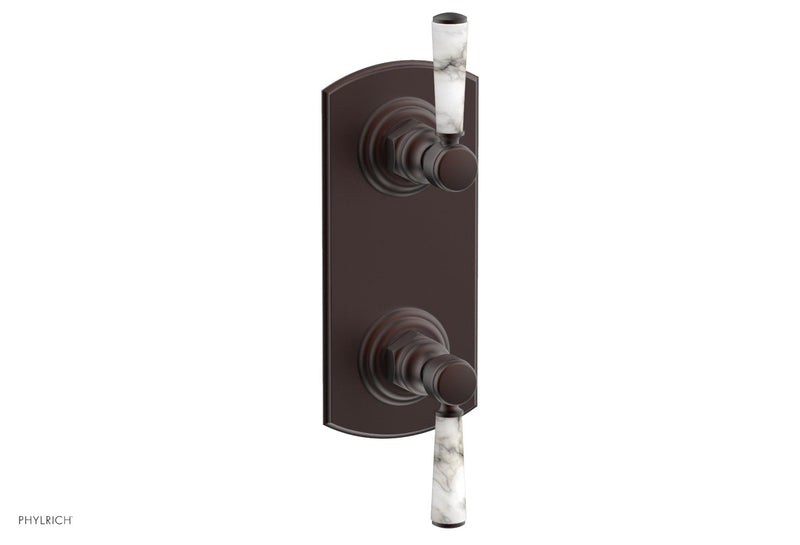 Phylrich HEX TRADITIONAL / HENRI 1/2" Thermostatic Valve with Volume Control or Diverter - White Marble Handles by Phylrich