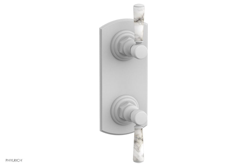 Phylrich HEX TRADITIONAL / HENRI 1/2" Thermostatic Valve with Volume Control or Diverter - White Marble Handles