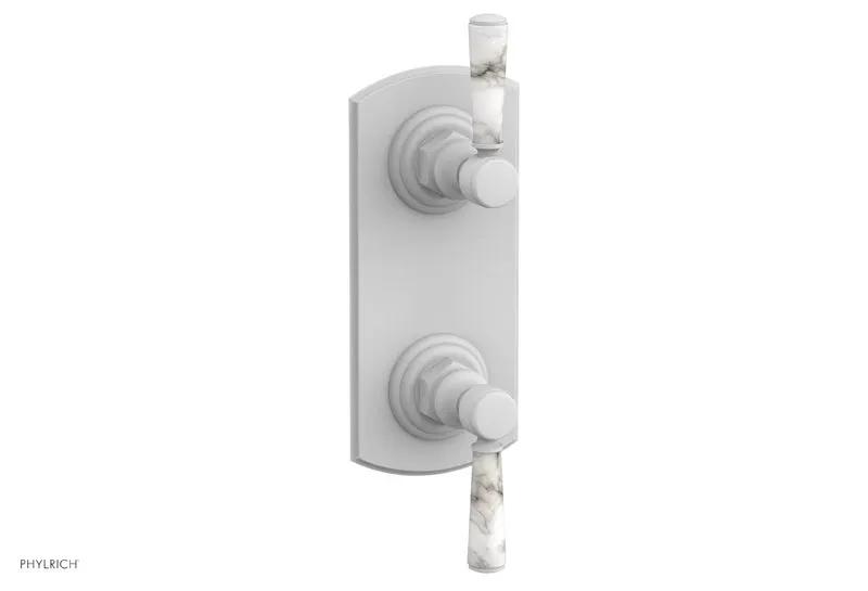 Phylrich HEX TRADITIONAL / HENRI 1/2" Thermostatic Valve with Volume Control or Diverter - White Marble Handles by Phylrich